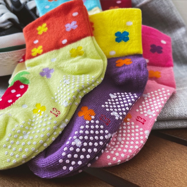 [Kaimei Cotton Industry] 10 pairs set, random and excellent, MIT made in Taiwan, pure cotton anti-slip children's socks (toddler version 1-3 years old) - Strawberry Baby Style, , large