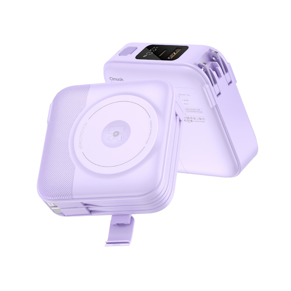 【amuok】10000mAh All-in-one Wireless Charging Power Bank(Black), , large