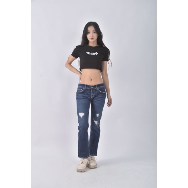 (L) 丹寧牛仔修身藍色長褲二手衣