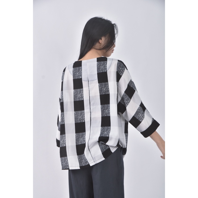 (XL) ob style格紋白色長袖上衣二手衣, , large