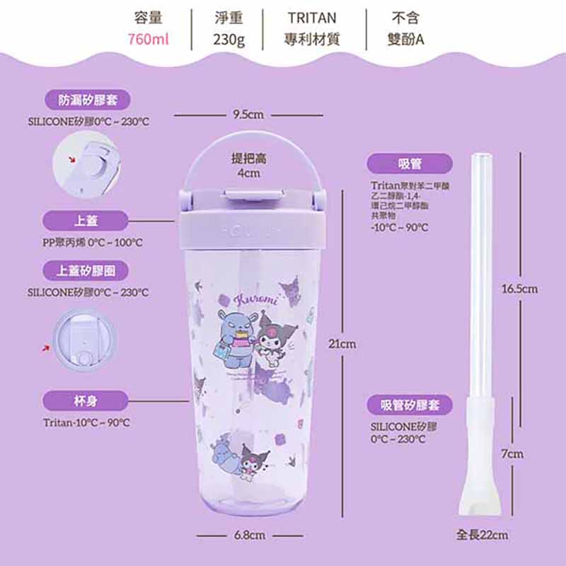 Tritan Tumbler Cup With Straw, , large