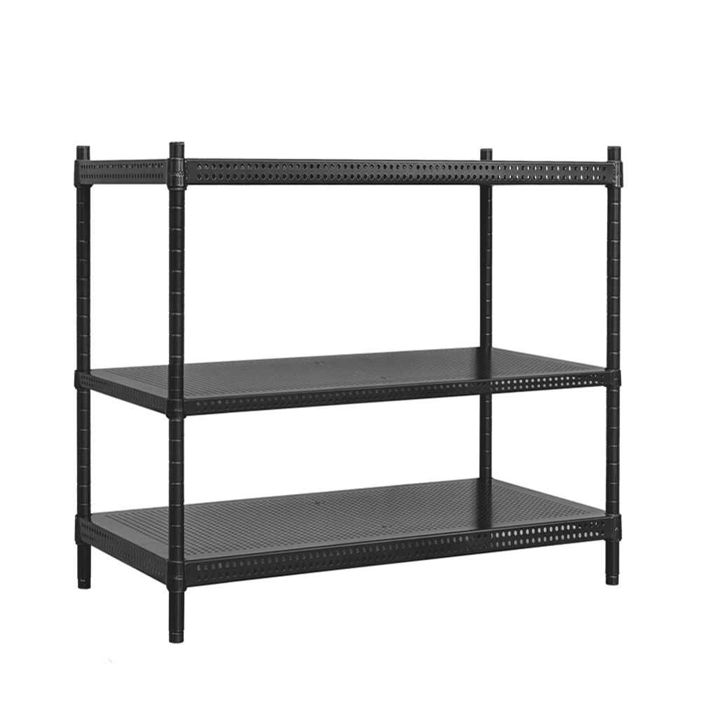 【Y HOUSE】120x45x90cm perforated plate three-layer rack perforated plate rack iron rack - black paint, , large