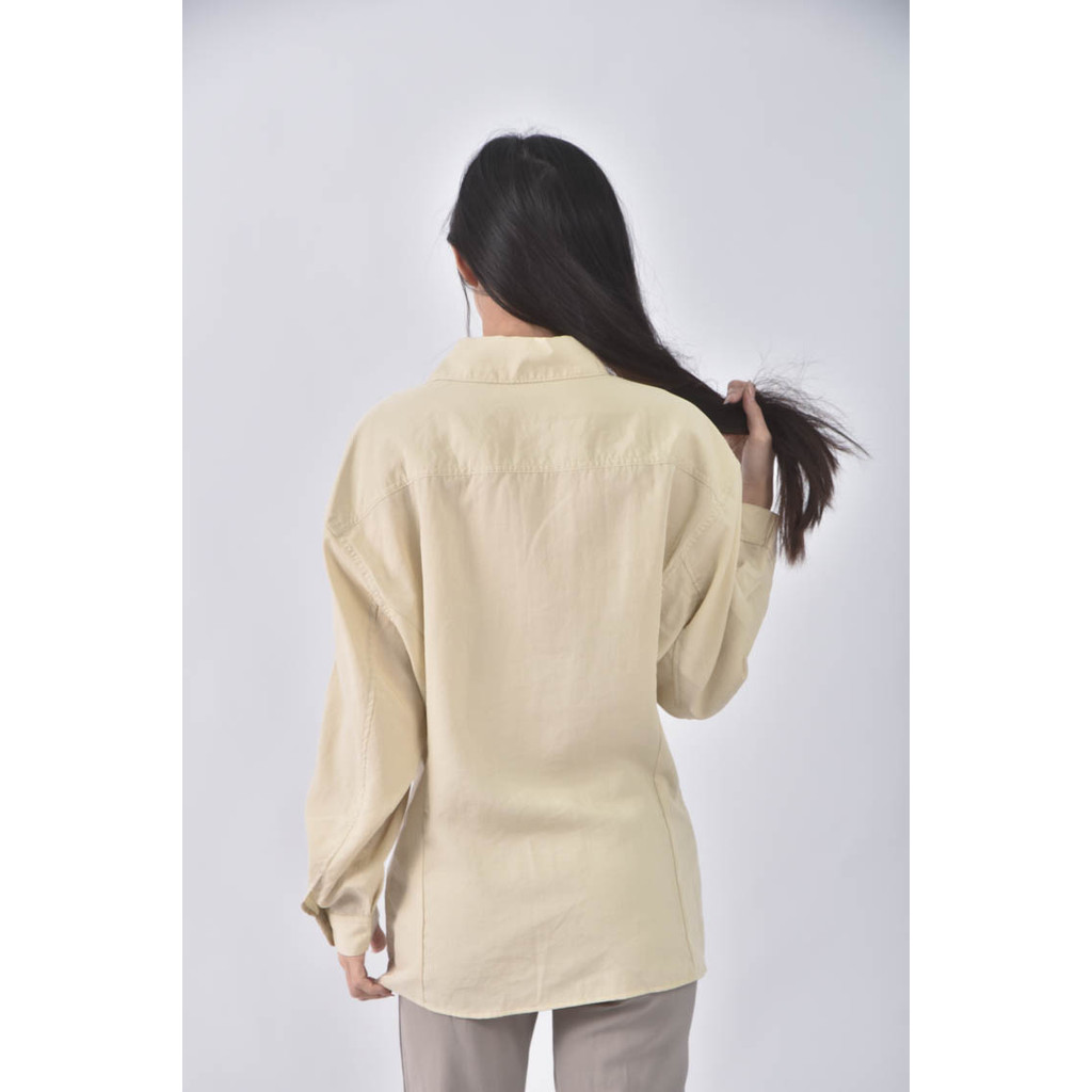 (S) uniqlo棉質素面綠色襯衫上衣二手衣, , large