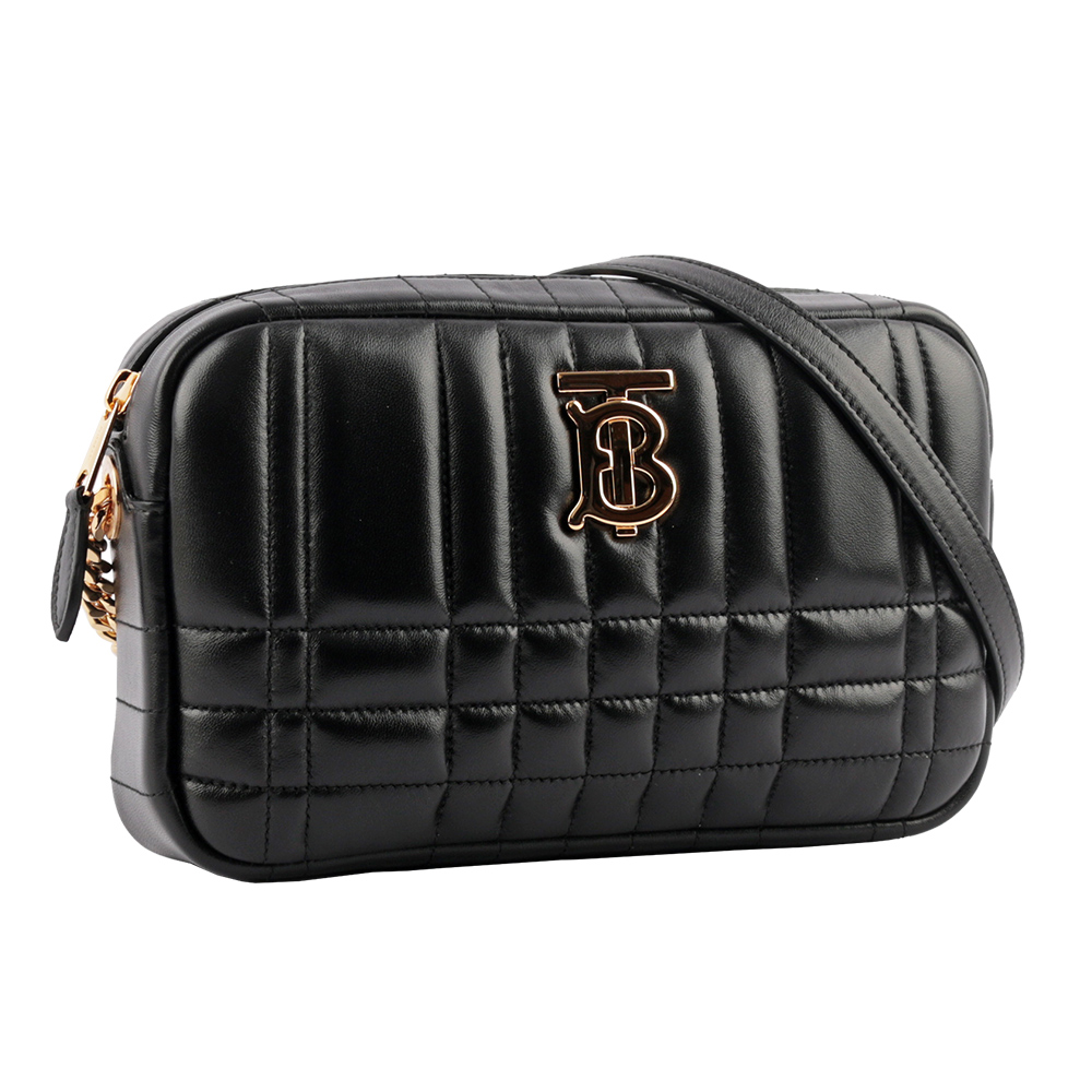 BURBERRY Lola 縫線小羊皮小款相機包/黑色, , large