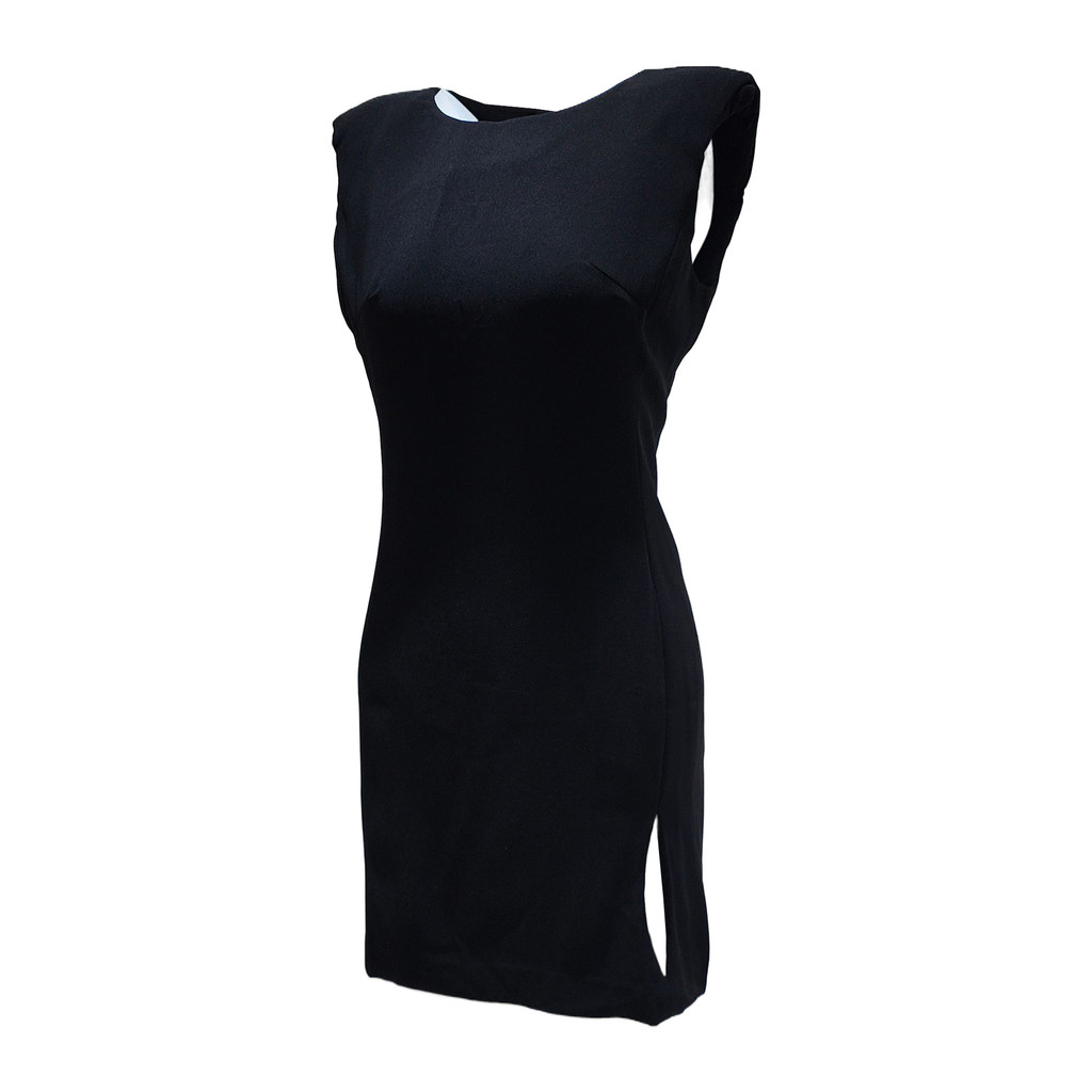 Lizzy極簡素黑拉鍊洋裝, , large