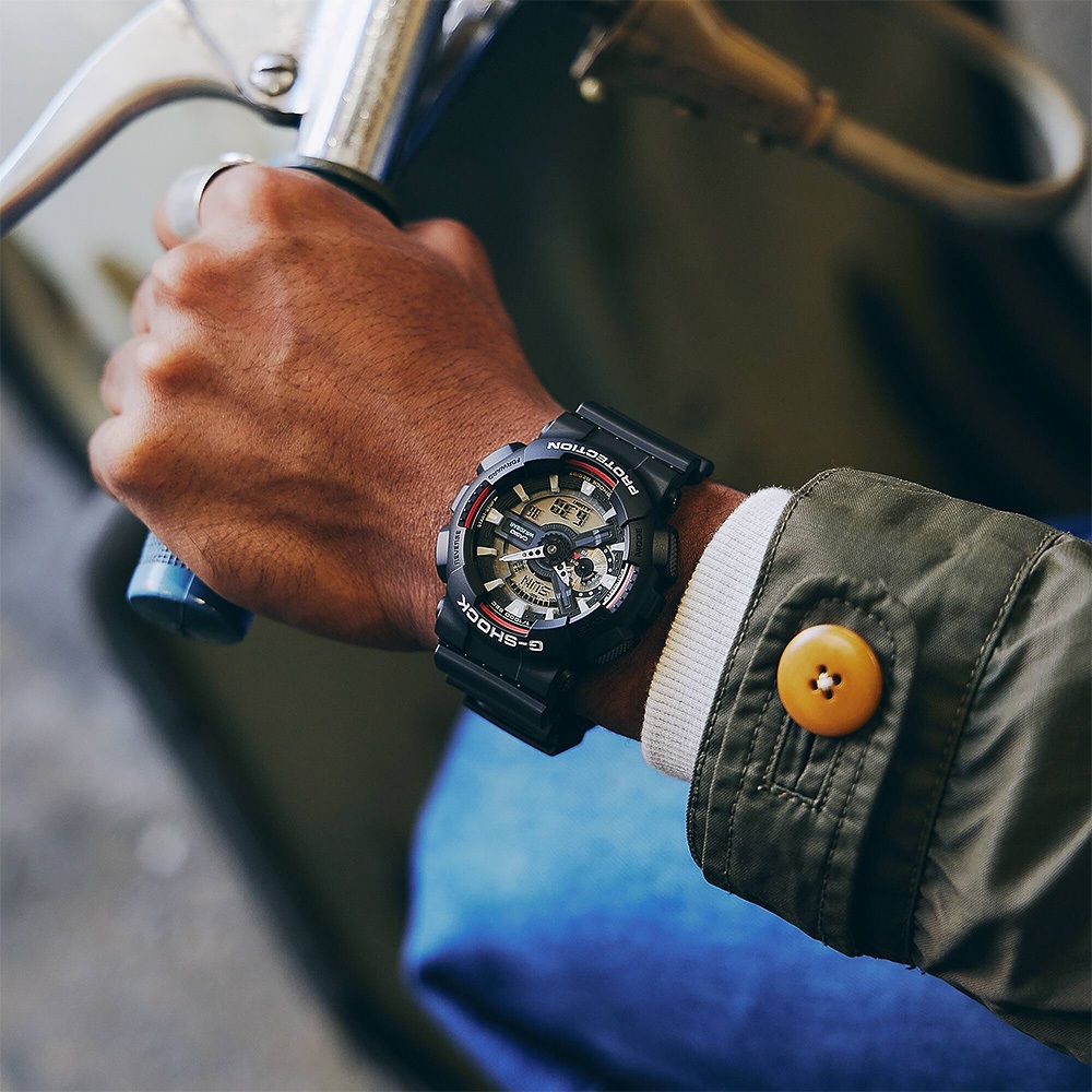 CASIO 卡西歐 G-SHOCK 經典配色雙顯手錶 GA-110RL-1A, , large