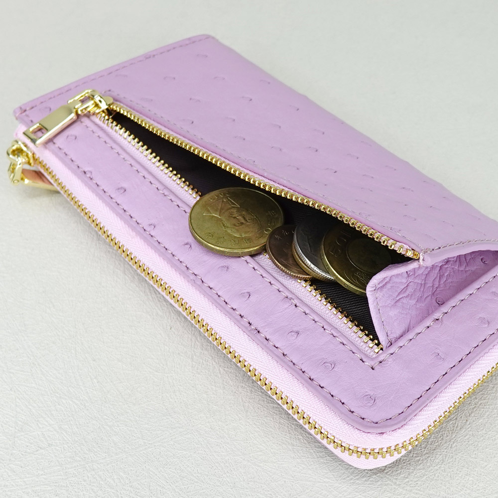 【M2nd】 Ostrich Slim Zip Wallet, , large