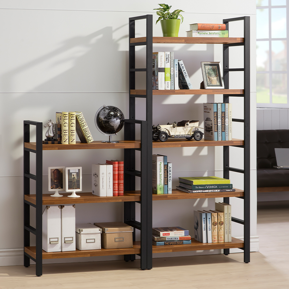 【唯熙傢俱】安迪工業風柚木色2.7尺書架, , large