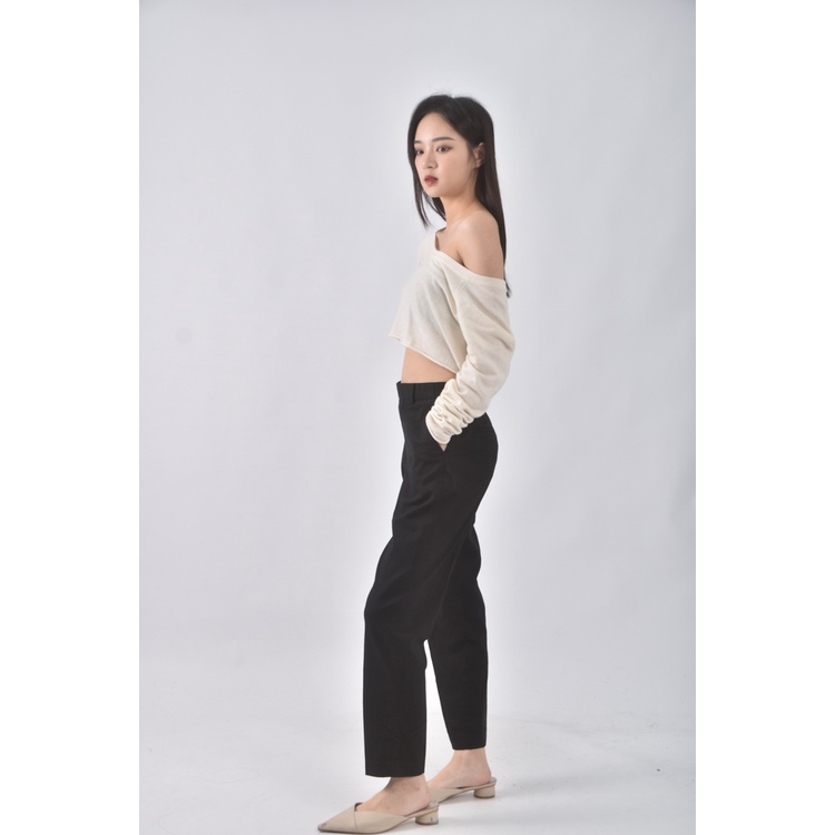 (S) uniqlo高腰質感黑色長褲二手衣, , large