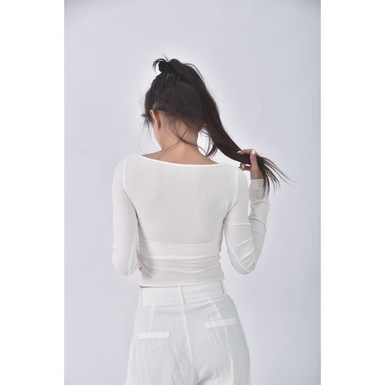 (S) 【安于晴Charlene私服】質感修身短版假兩件白色長袖上衣二手衣, , large