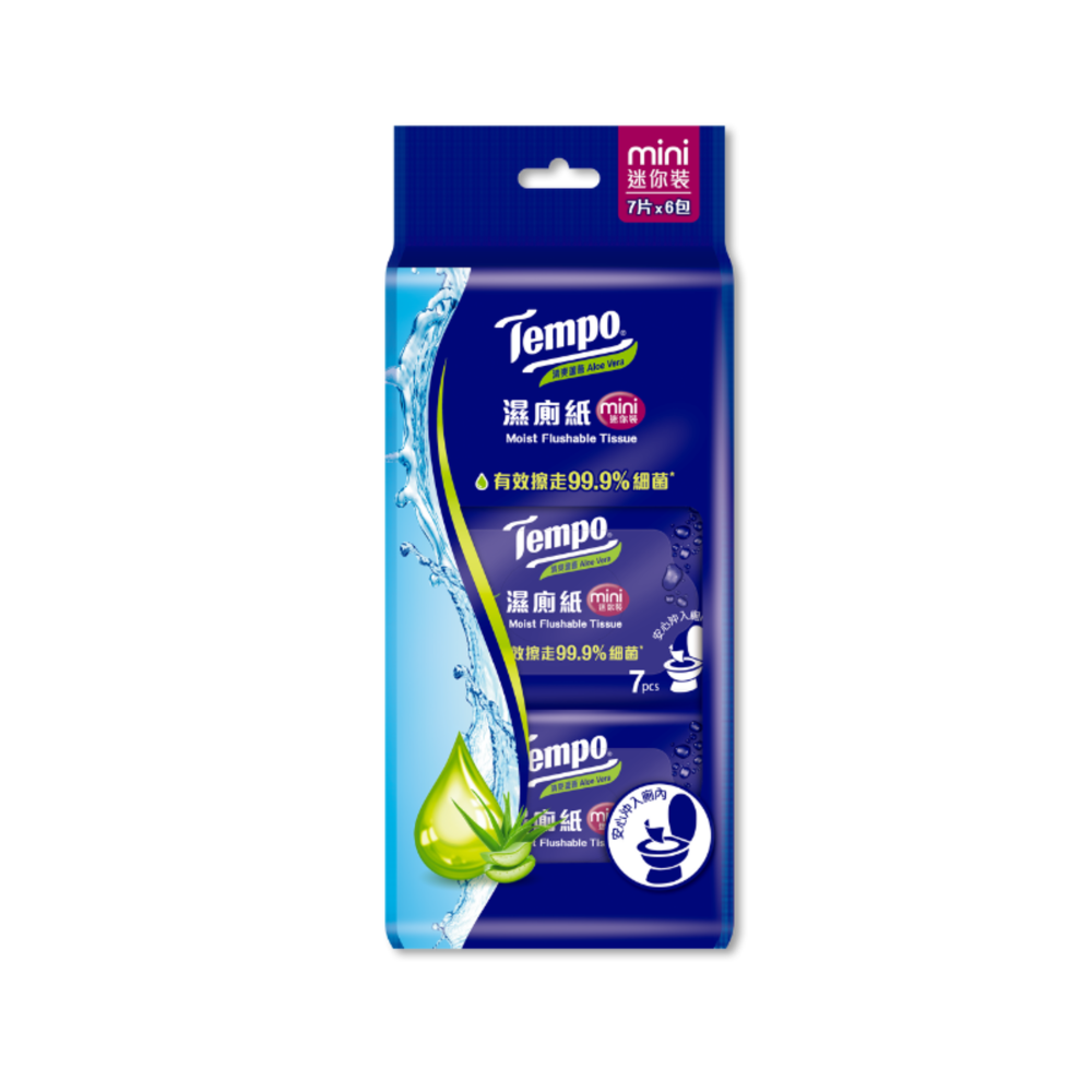 Tempo Moist Flushable Tissue Mini