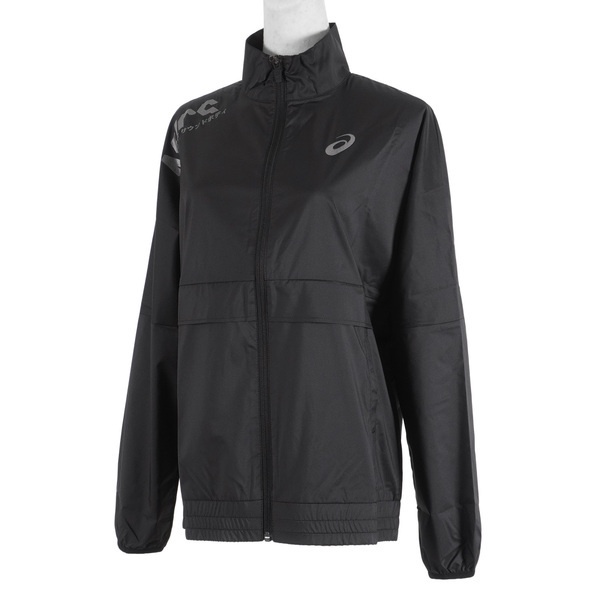 Asics 女 外套 風衣 運動 休閒 跑步 輕量 抗UV 防曬 亞瑟士 黑 [2012C344-001], , large