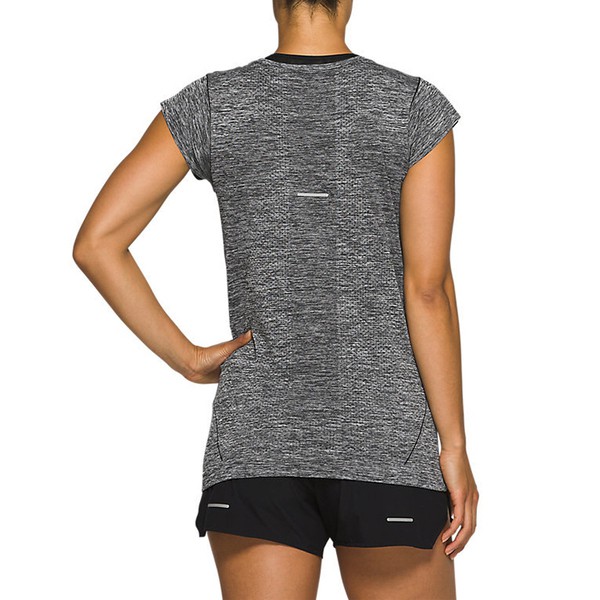 Asics Top 女 短袖 涼感 無縫 運動 訓練 慢跑 反光 柔軟 舒適 灰 [2012A786-001], , large