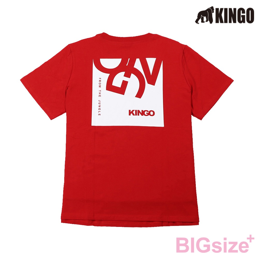 KINGO-大尺碼-女款 圓領T恤-紅-414118, , large