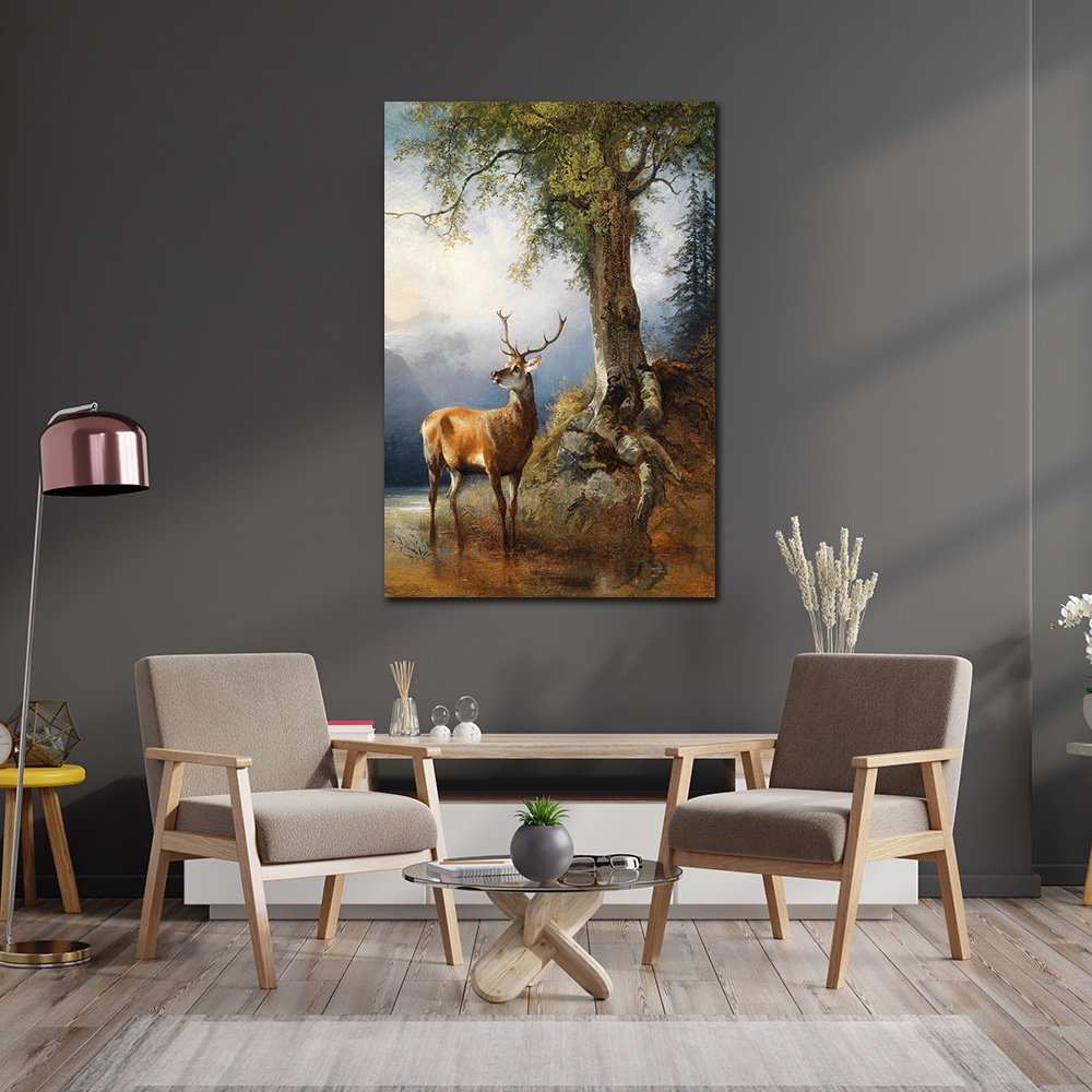 【御畫房】梅花鹿 國家一級畫師手繪油畫60×90cm(VF-26), , large
