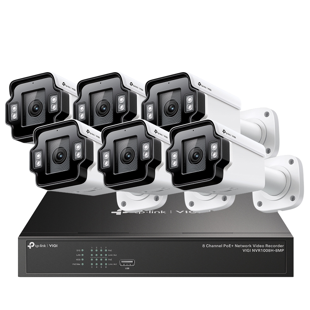 TP-LINK 昌運監視器組合 VIGI NVR1008H-8MP 8路主機+InSight S345ZI VIGI 4MP 戶外紅外線電動變焦槍型網路攝影機*6, , large