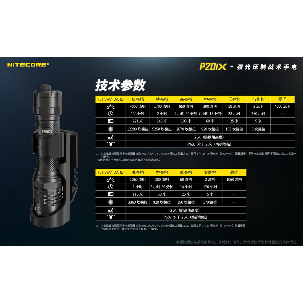 【電筒王】NITECORE P20iX 4000流明 221米 一鍵爆閃 戰術手電筒 執法 高亮度LED手電筒 附快拔套, , large