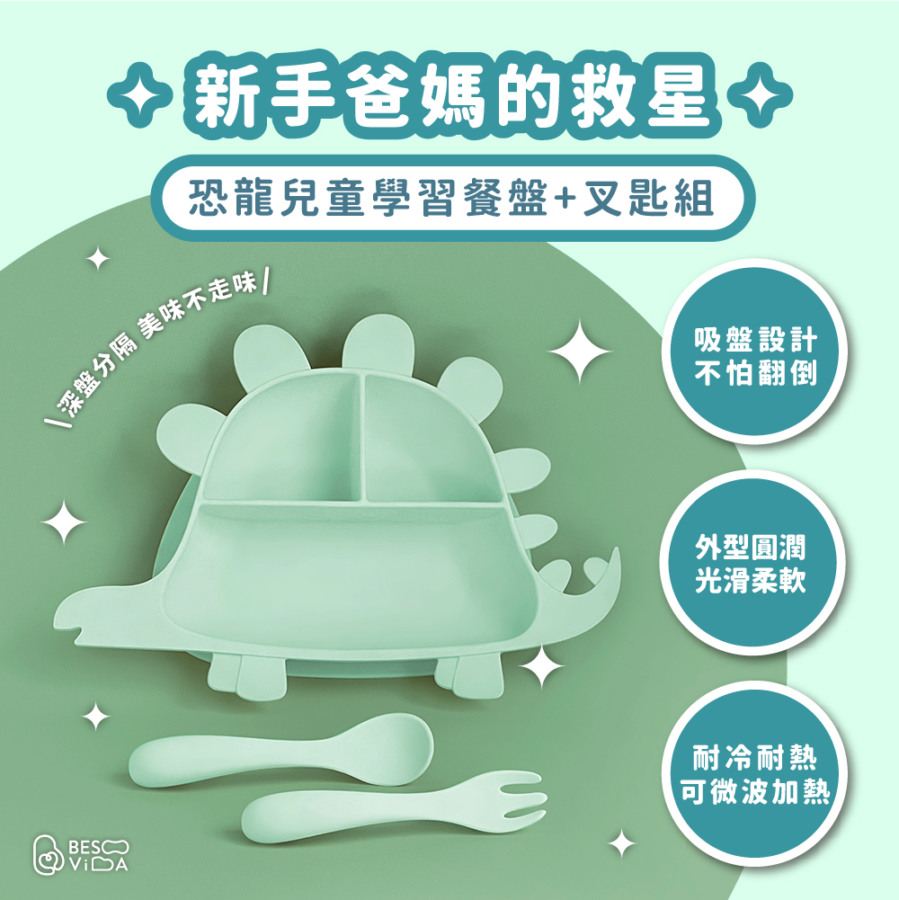 Jurassic Dinosaur Learning Plate Utensils Set - Stegosaurus