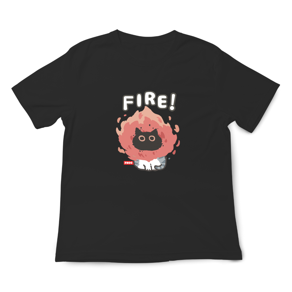 JZ TEE 黑貓變身-FIRE 印花短袖T恤, , large