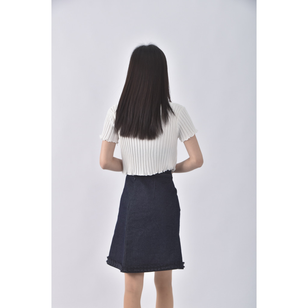 (XL) shen paolo丹寧牛仔質感棉質藍色短裙二手衣, , large