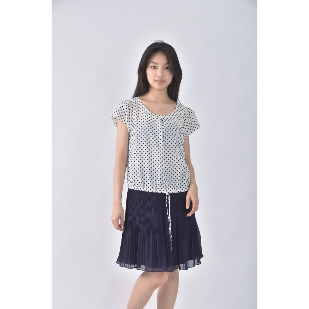 (M) chica點點藍色洋裝二手衣, , large