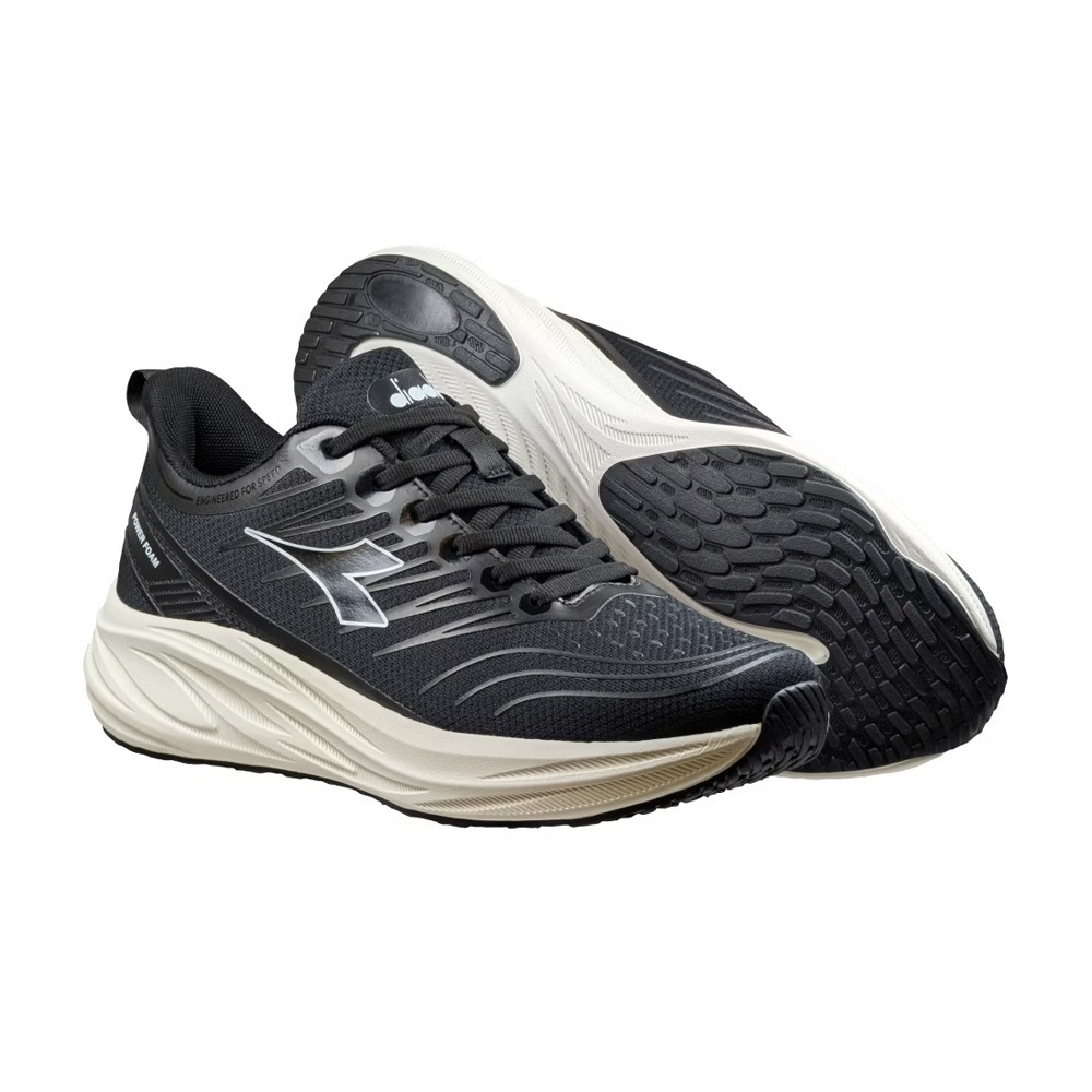 DIADORA迪亞多那 勁速輕量慢跑鞋 男運動鞋 男鞋 寬楦 輕量 透氣 緩衝 厚底 吸震 回彈 足弓支撐 止滑 黑 灰, , large