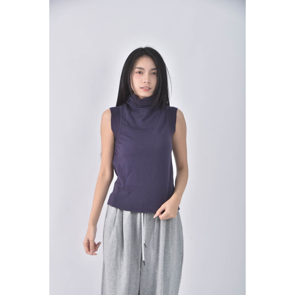 (XS（含）以下) liviana conti高領藍色上衣二手衣, , large