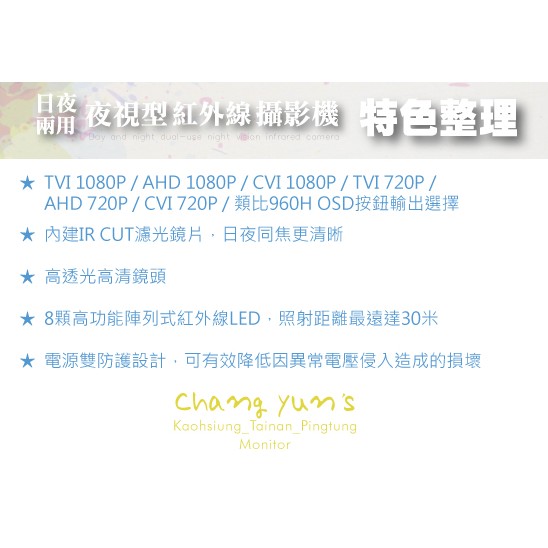 昌運監視器  四合一 AHD TVI CVI 類比 1080P 200萬8陣列燈 監視器 攝影機, , large