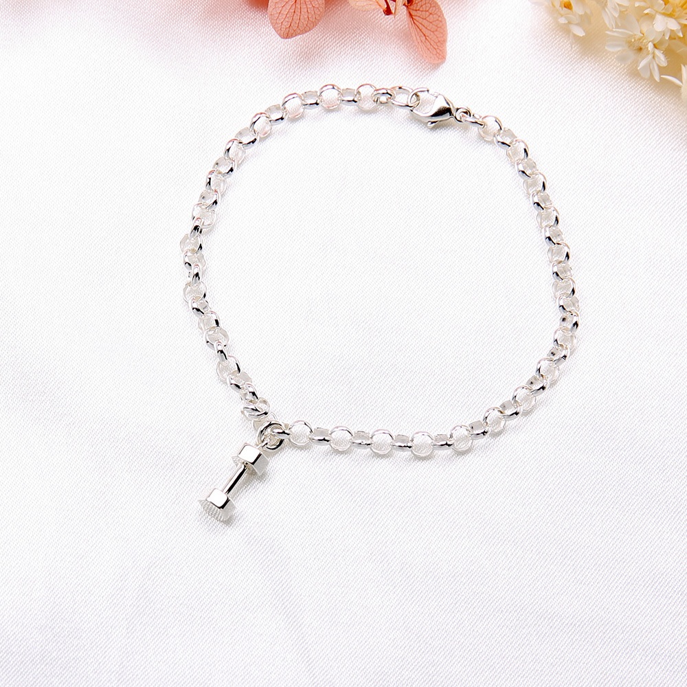 【Angel & Me】健身 啞鈴 運動 925 純銀 手鍊 腳鍊 生日 情人節 紀念日 禮物, , large