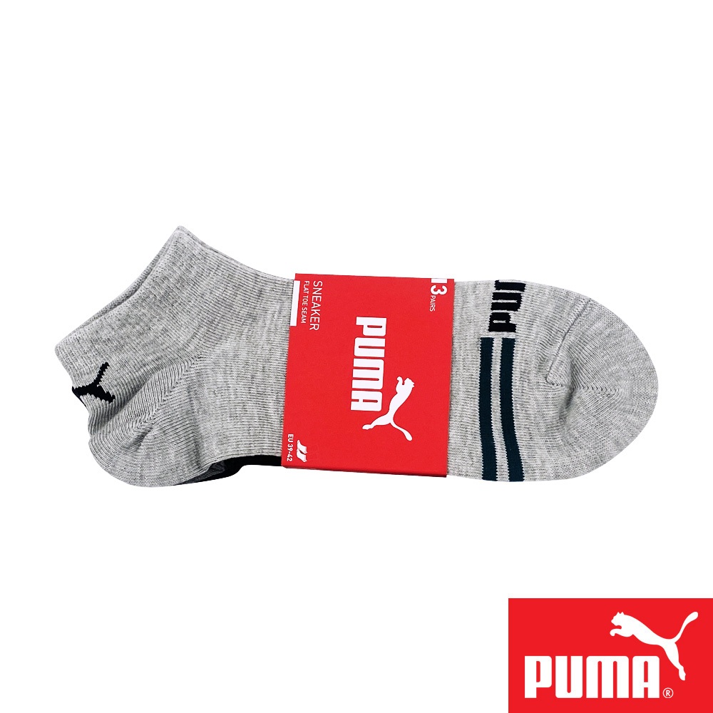 PUMA 毛巾底混色運動短筒襪3雙裝 彪馬 跳豹 男襪 女襪 襪子 運動襪 短襪 踝襪 厚底 平整縫頭 透氣 耐磨 灰, , large