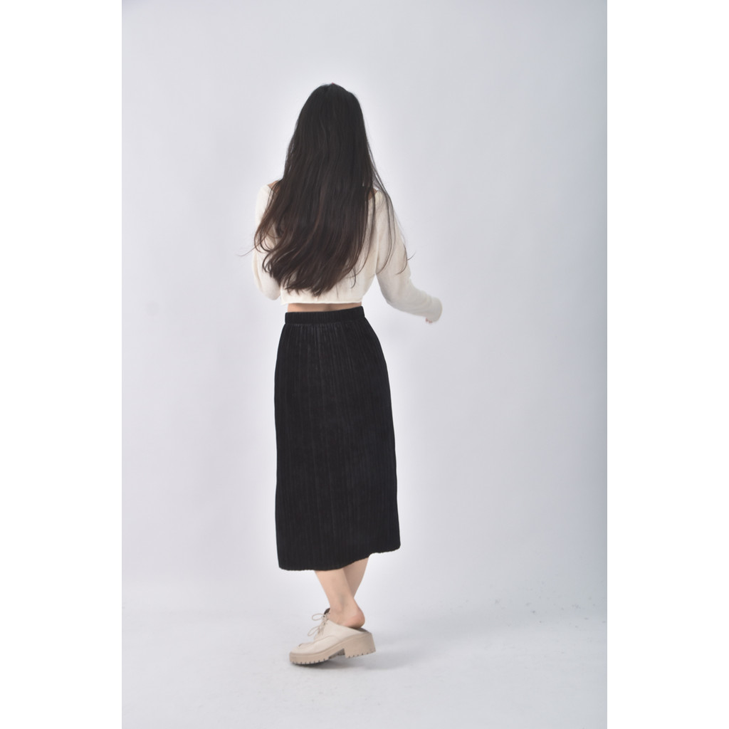 (S) gu質感燈芯絨黑色長裙二手衣, , large