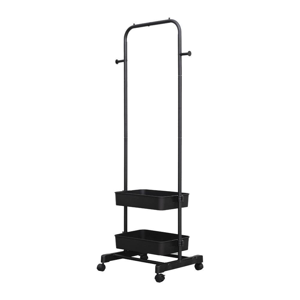【Y HOUSE】Minimalist mobile coat rack, casual clothes rack, open fitting rack, hanging clothes rack, clothes rack, wardrobe rack with wheels - black