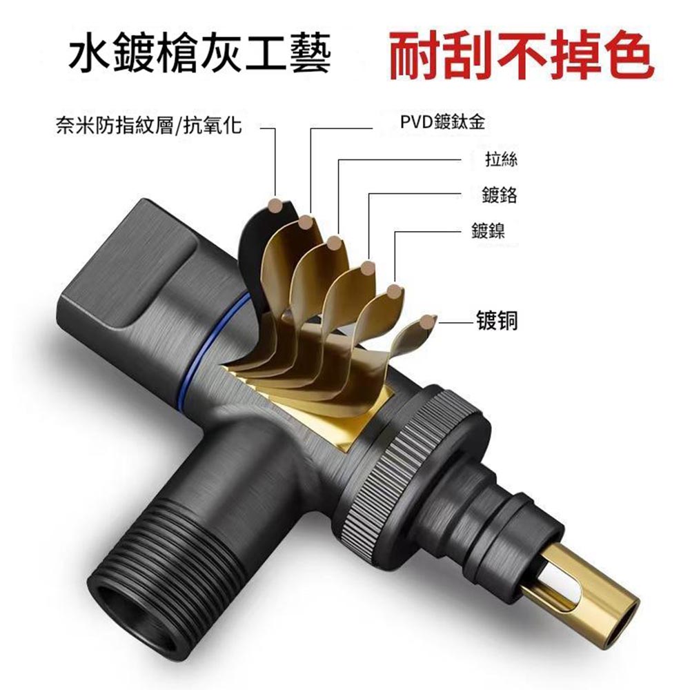 洗衣機止水閥雅黑雙出水, , large