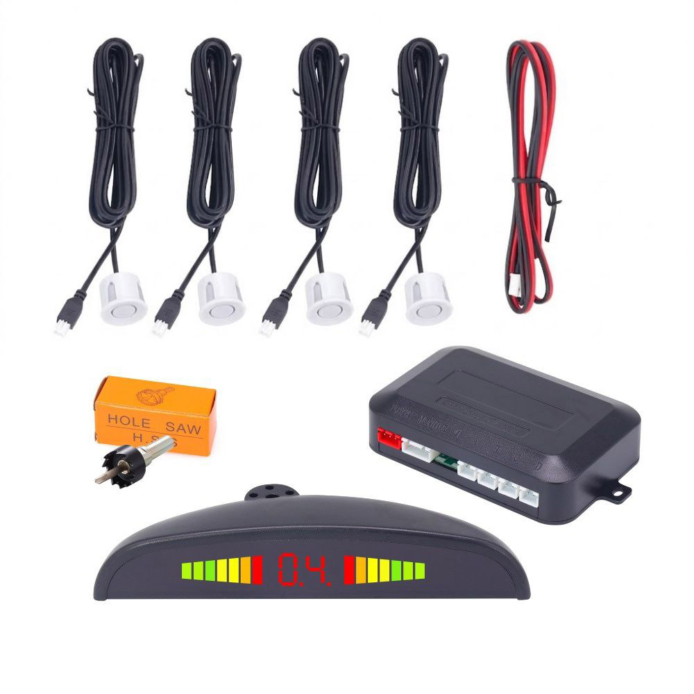 距離顯示前/後螢幕-倒車雷達-白色4眼, , large