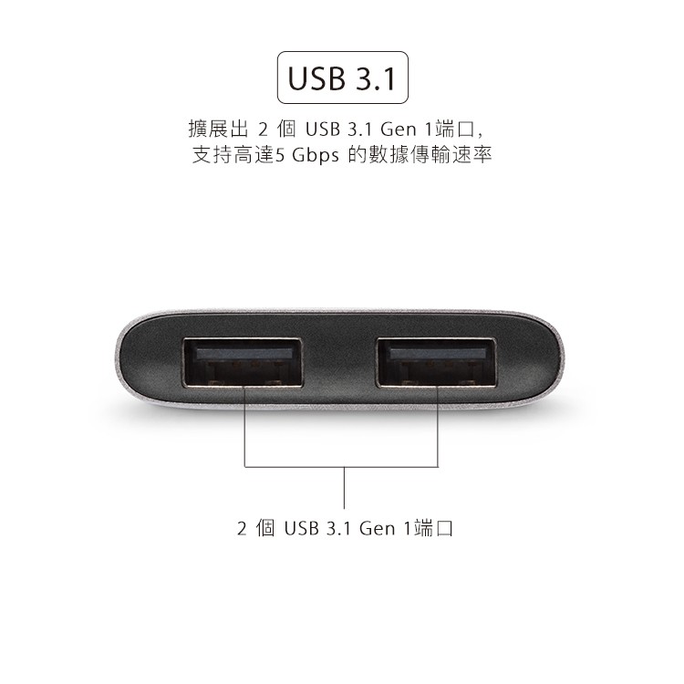 Moshi USB-C to USB-A 雙端口轉接器, , large