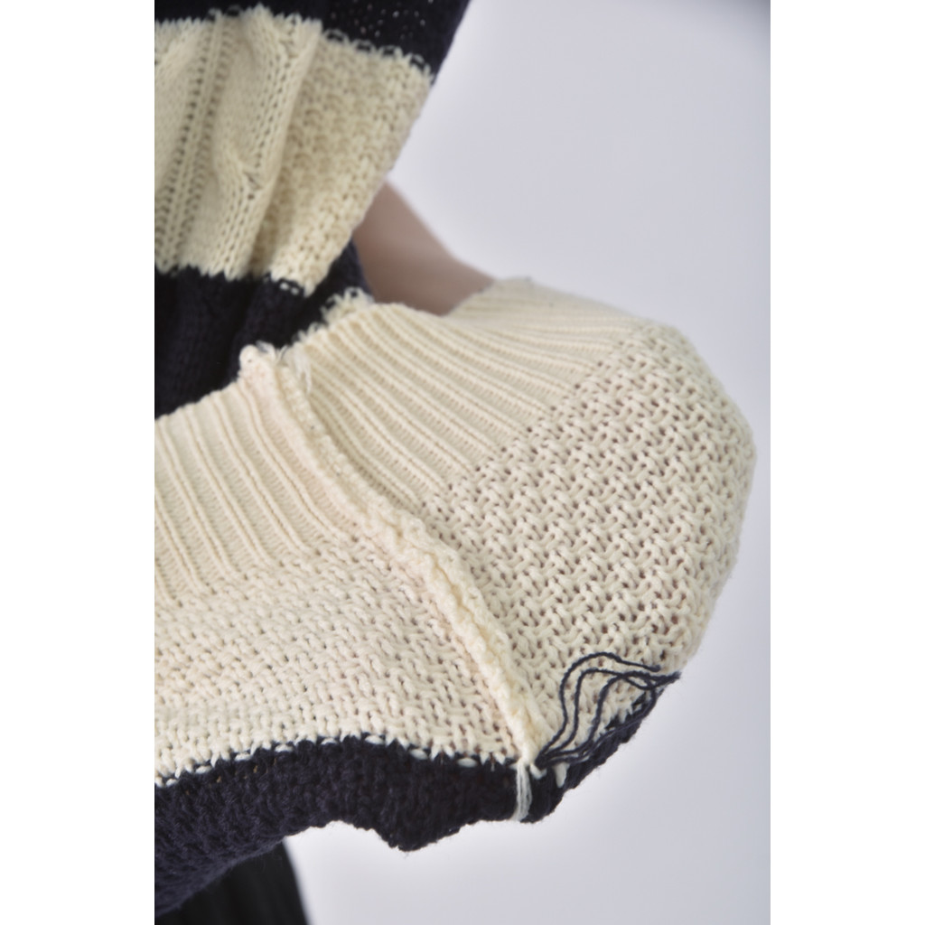 (XL) most standing無袖條紋白色毛衣二手衣, , large