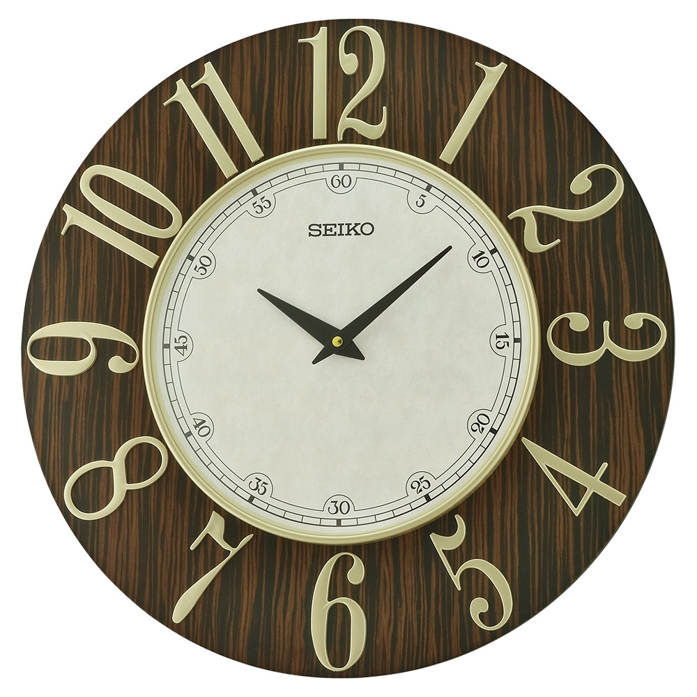SEIKO 精工 木質殼 3D數字指針式掛鐘 時鐘 QXA800Z, , large