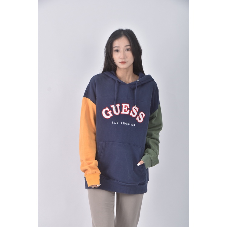 (L) guess質感連帽藍色長袖上衣二手衣, , large