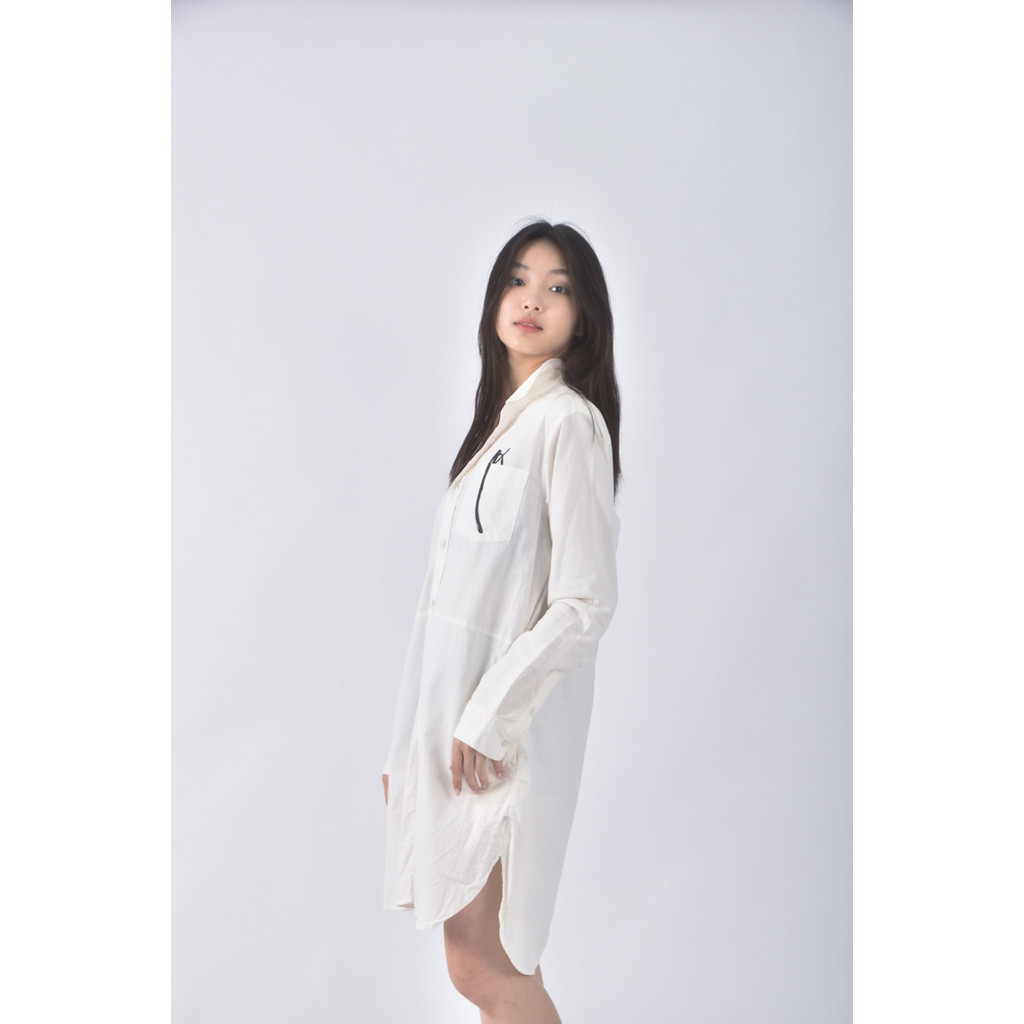 (M) ichocolate質感棉質純棉白色洋裝二手衣, , large