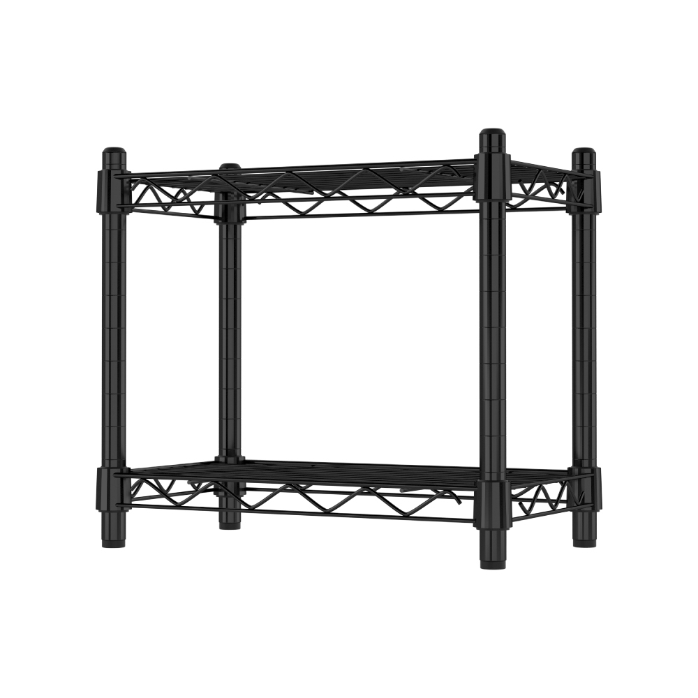 【KIWISH】35X20X30H 黑色二層架 收納架 展示架 鐵力士架 波浪架 架子 桌上置物架 鐵架 層架, , large