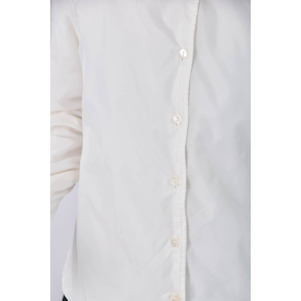 (S) 排扣白色長袖上衣二手衣, , large