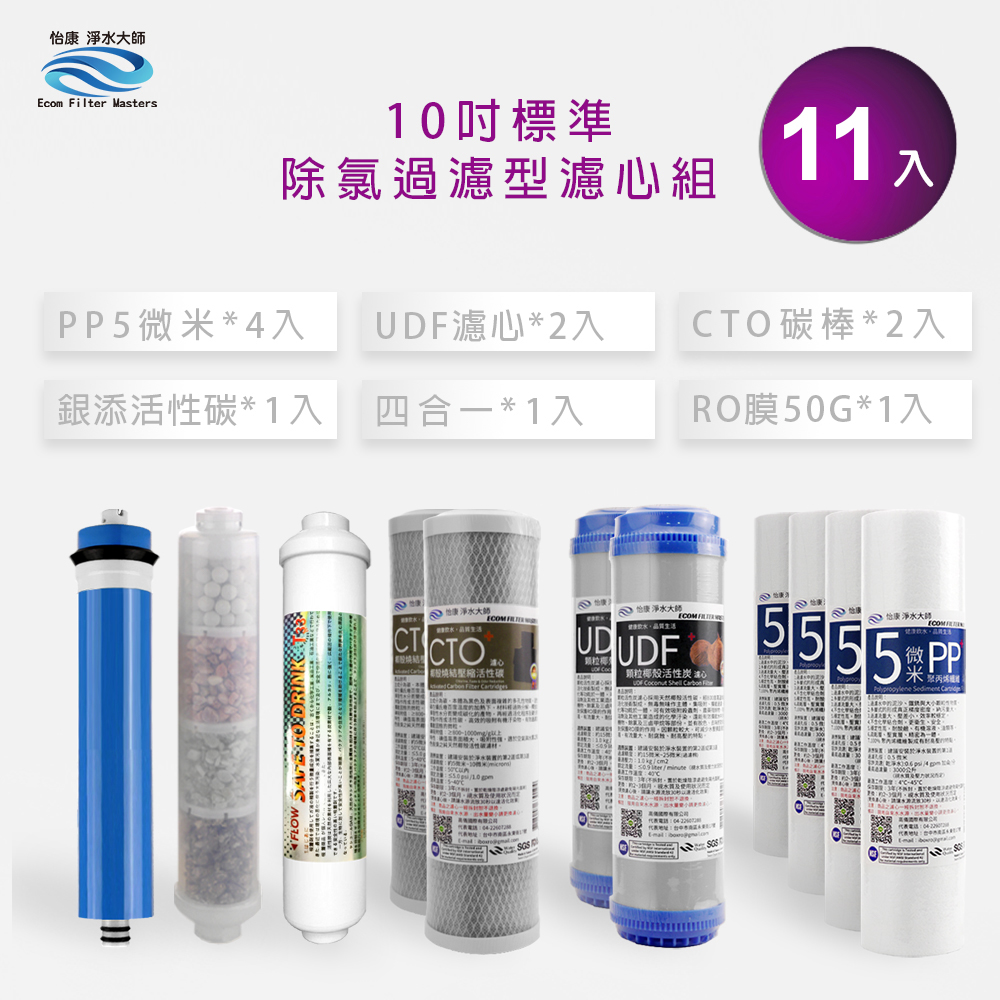 【怡康淨水】10吋標準濾心+後置銀添炭濾心組, , large
