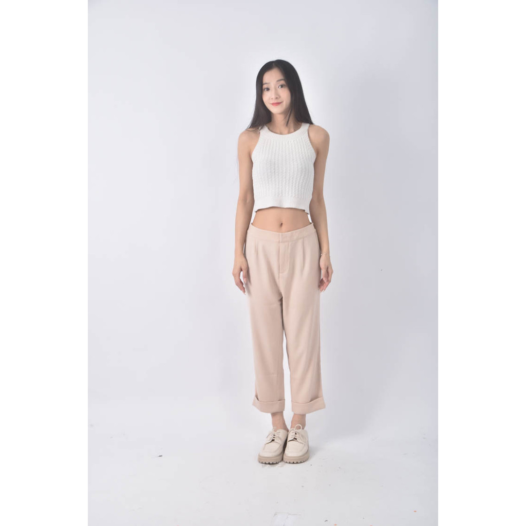 (S) wear to eat高腰西裝寬鬆粉色長褲二手衣, , large