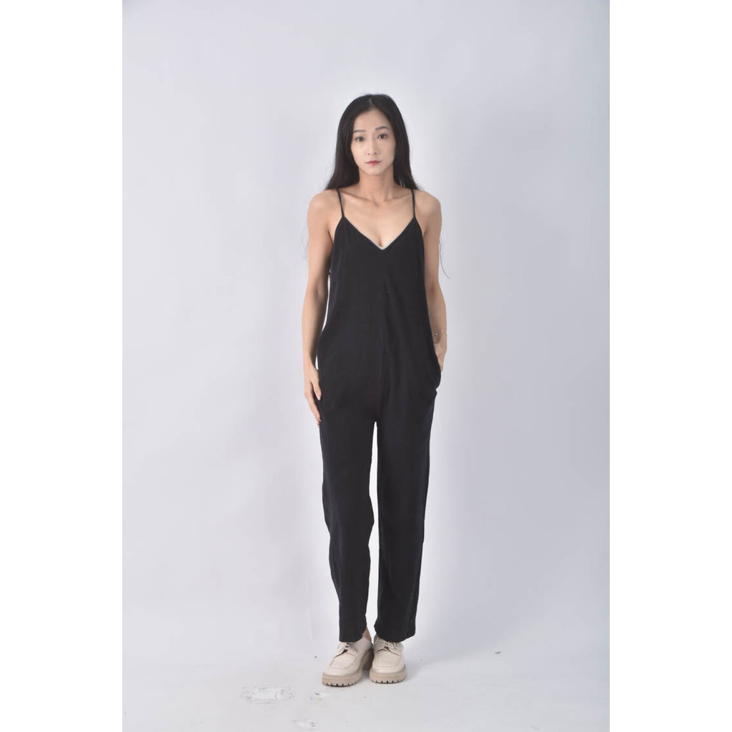 (2XL) 高腰黑色連身裝二手衣, , large