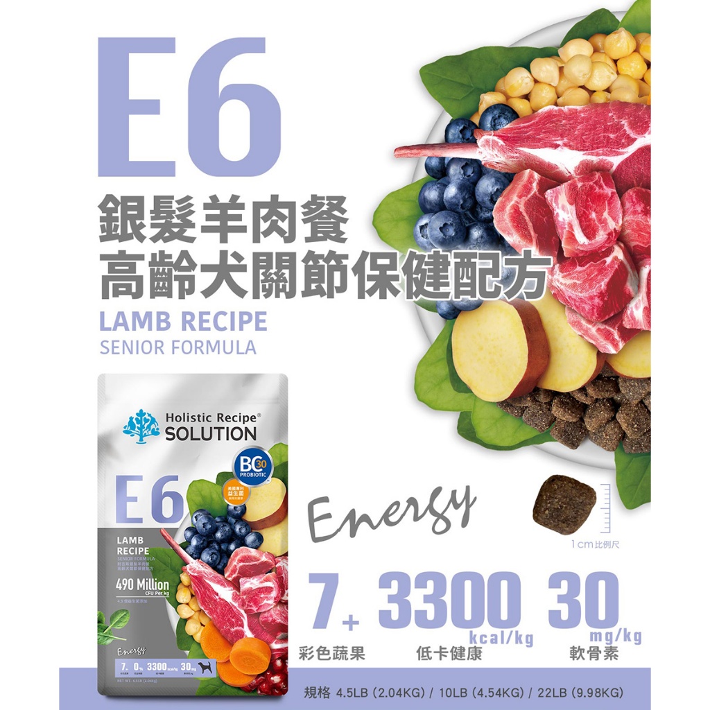 【耐吉斯】E6 銀髮羊肉餐  無穀高齡犬 關節保健配方(高齡犬飼料 狗飼料 狗糧 犬糧 狗食)22LB(9.98KG), , large
