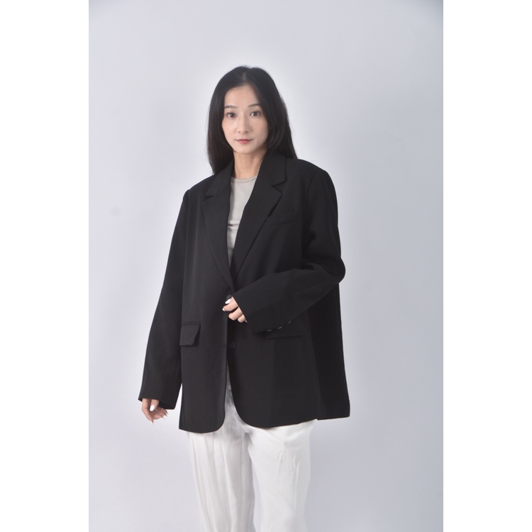 (M) wear to eat西裝寬鬆黑色外套二手衣, , large