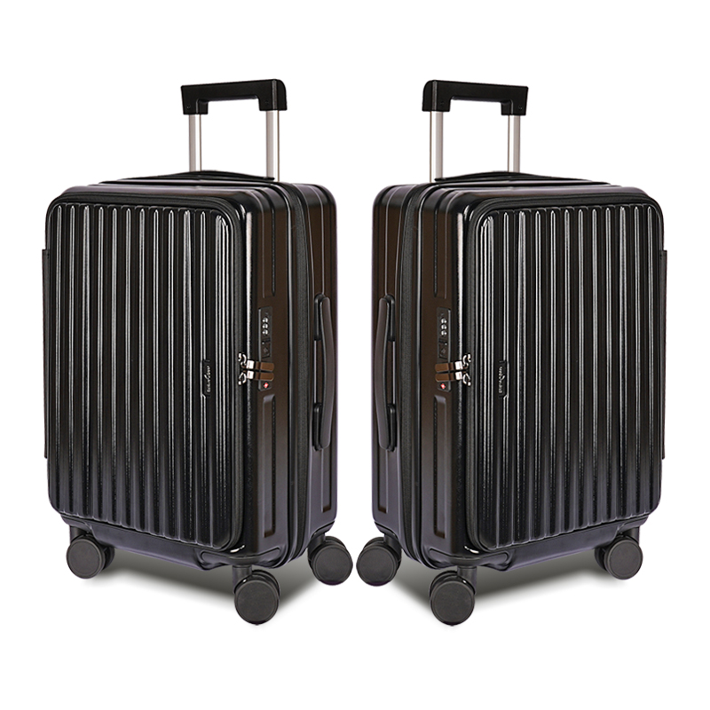 【Estève Deer艾迪兒】24吋前開式行李箱ED13-暗黑色(贈保護套C2+B2束帶), , large