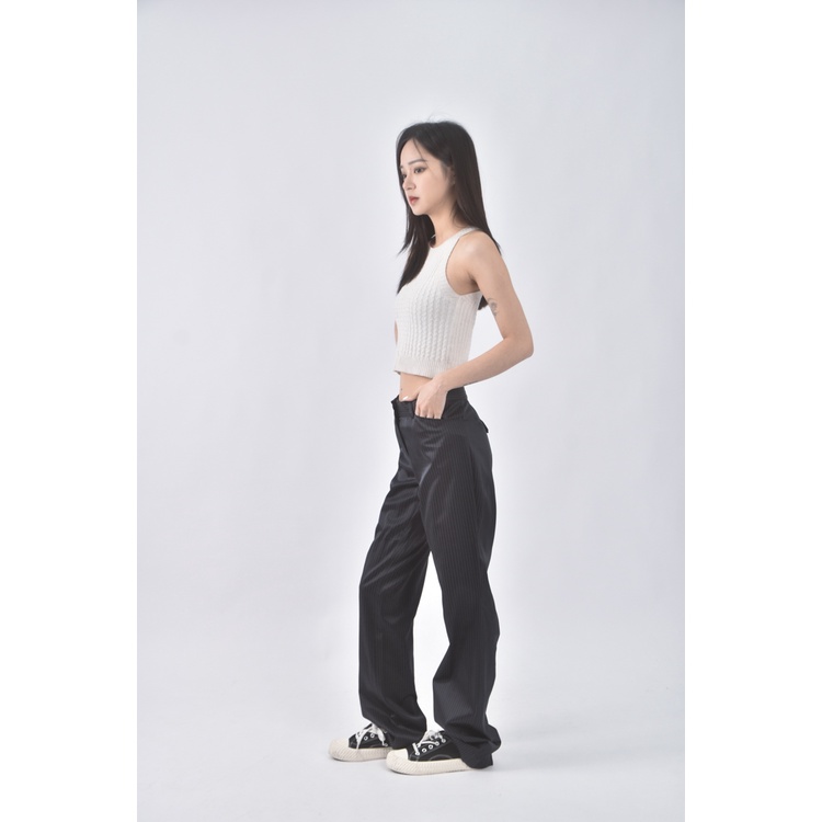 (XL) mango條紋黑色長褲二手衣, , large