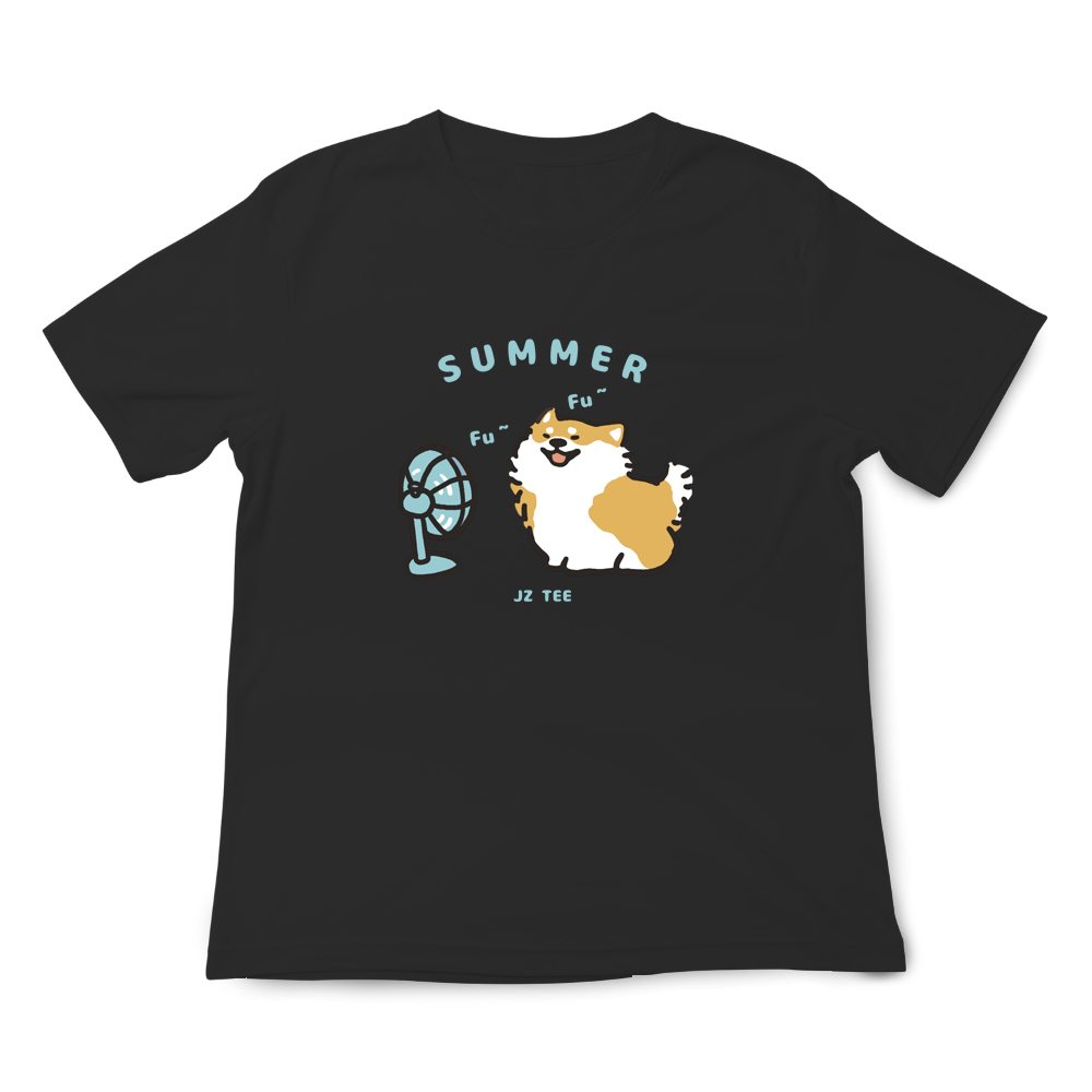 JZ TEE Shiba Inu-Blowing Fan Graphic Tee, , large