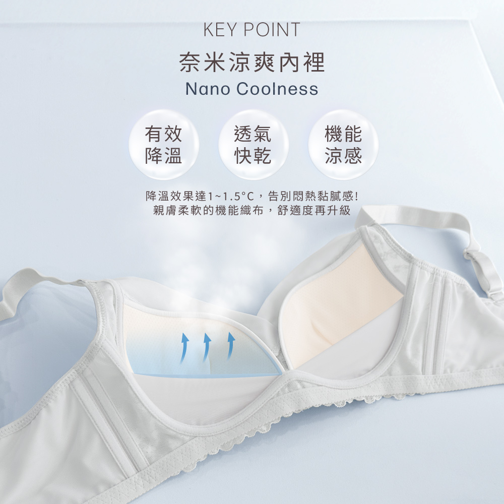 【Clany 可蘭霓】台灣製 柔霧花境 無鋼圈挺集中蕾絲BCD涼感透氣內衣｜8081-61柔感灰, , large